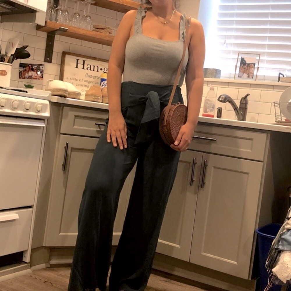 EMERALD PALAZZO PANT, WAIST CINCHING